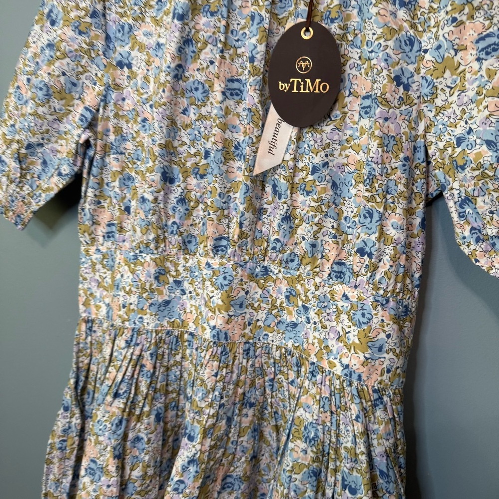 ByTiMo Blossom Floral 100% Cotton Poplin Mini Dress. Fit Flare. NWT. Medium - Picture 8 of 14
